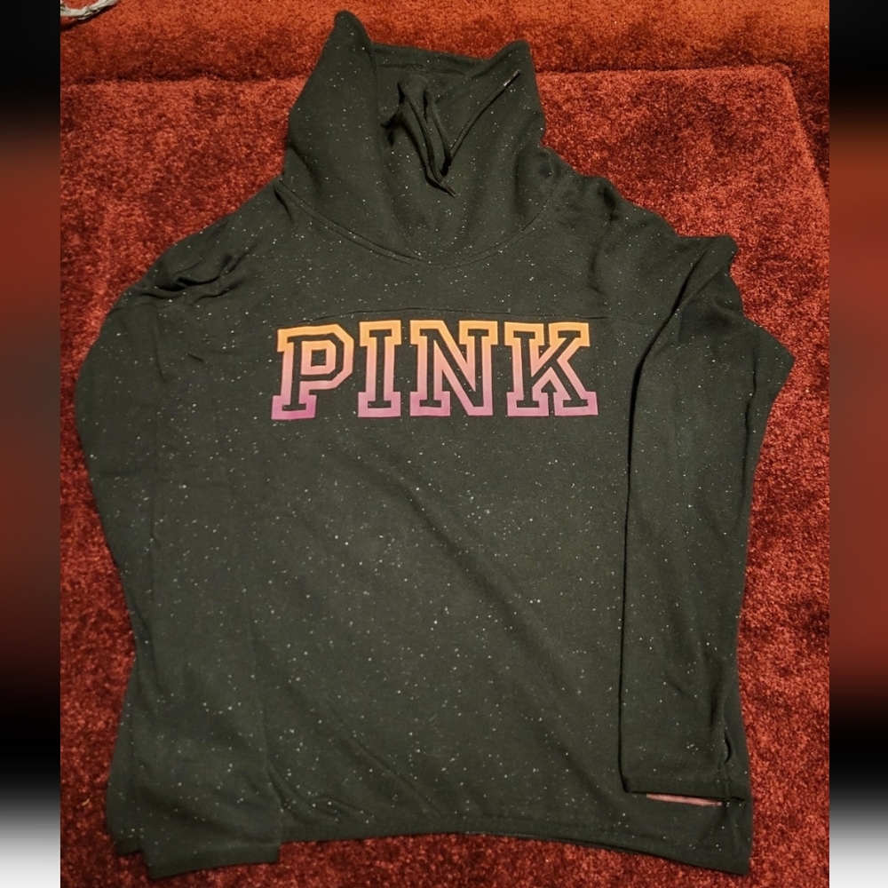 SZ SMALL VS PINK SPECKLED COWL NECK SWEATSHIRT
